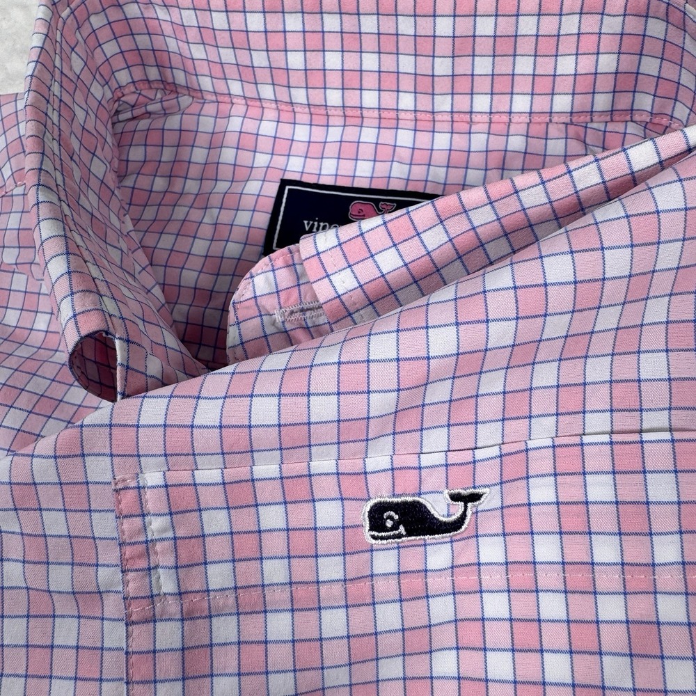 Vineyard Vines Shirt Mens M Performance Classic Fit‎ Tucker Nylon Stretch Pink